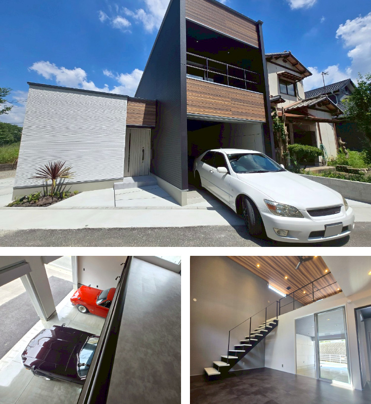 ガレージハウス外観と内観